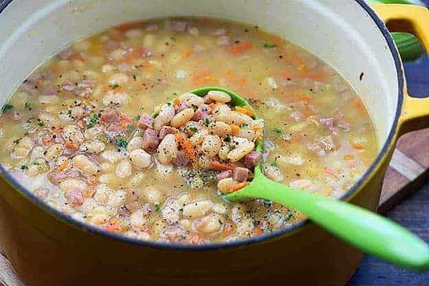 ham and bean soup in pot