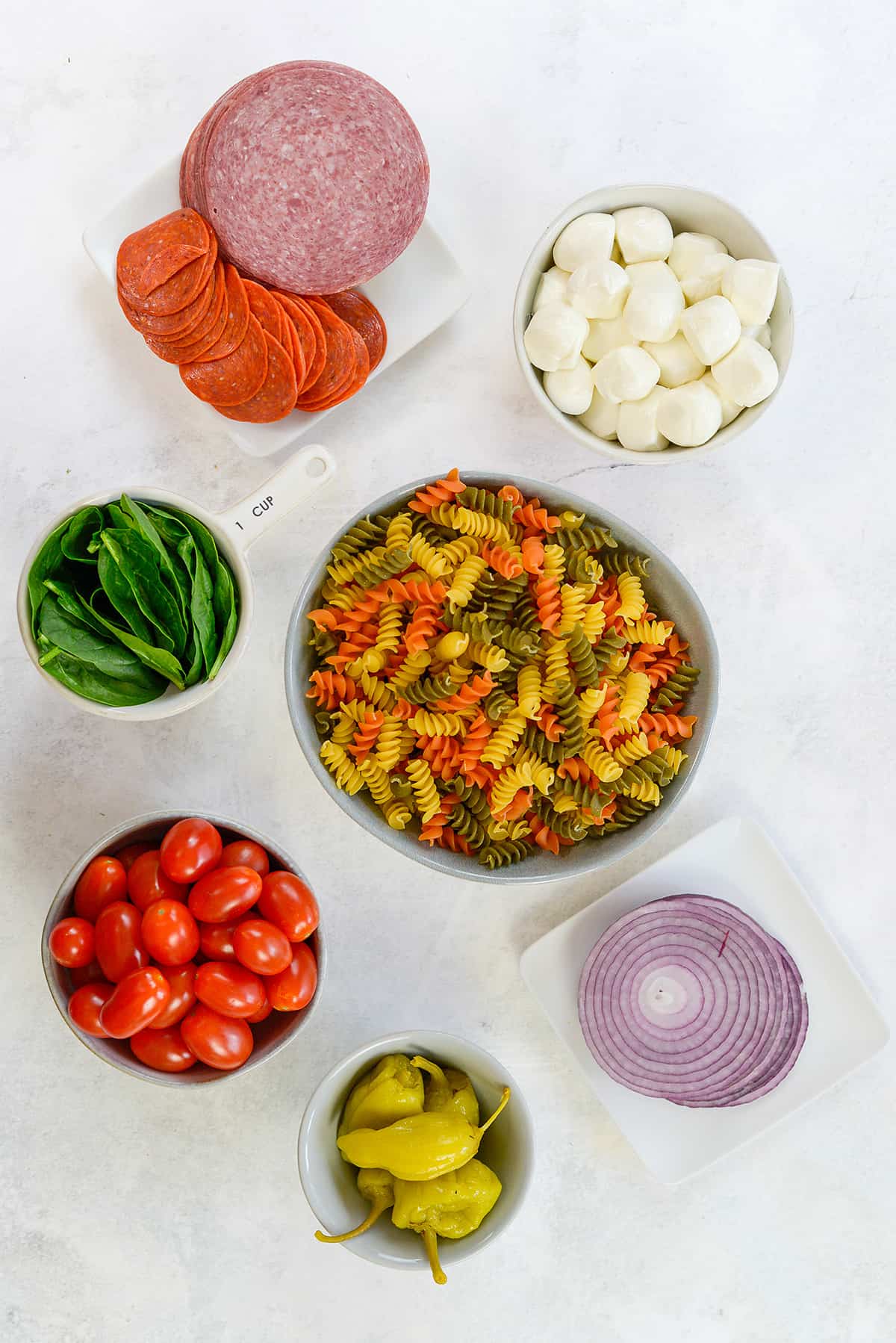 ingredients for italian pasta salad.
