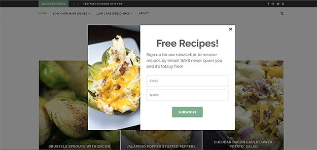 pop up to subscribe to thatlowcarblife