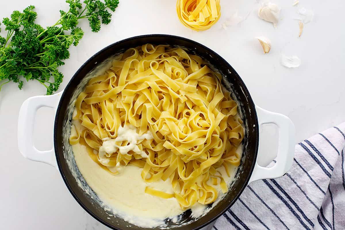 fettucine tossed in Alfredo sauce recipe.