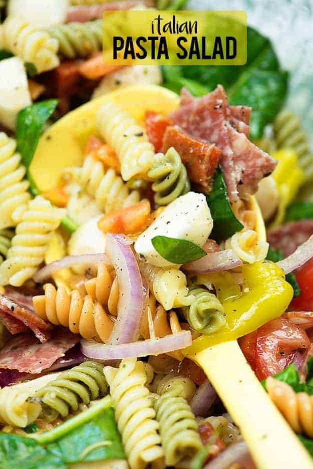 italian pasta salad close up Close up of pasta salad