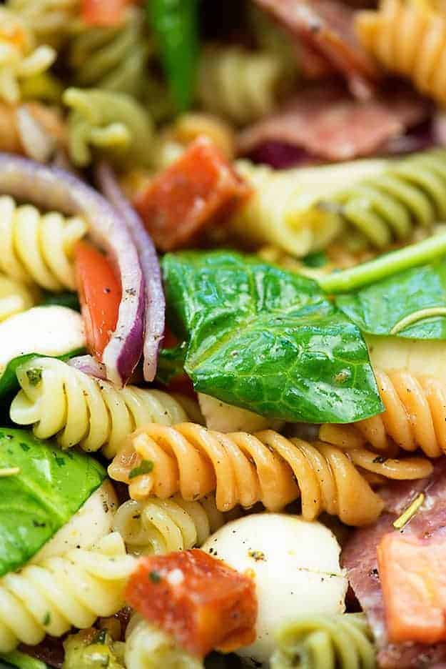 close up of pasta salad recipe