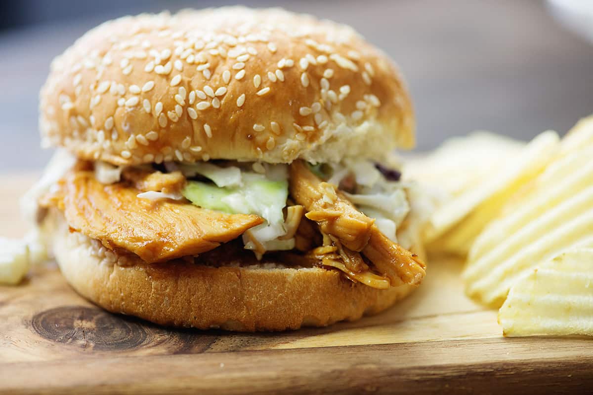 Easy Crockpot BBQ Chicken Recipe | Buns In My Oven