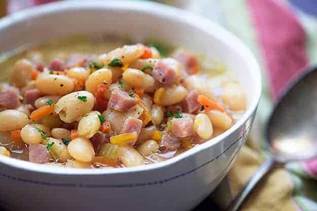 white bean soup in bowl