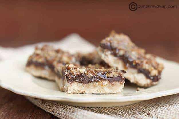 Chocolate Caramel Pecan Shortbread Bars