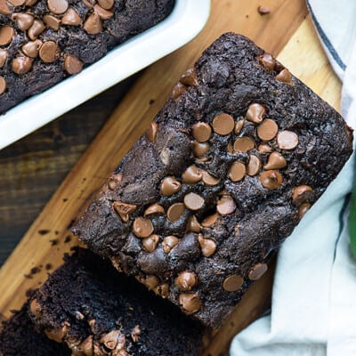 chocolate zucchini bread on cutting board