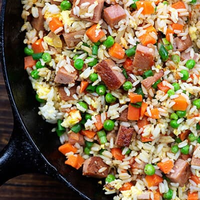 fried rice recipe in cast iron skillet