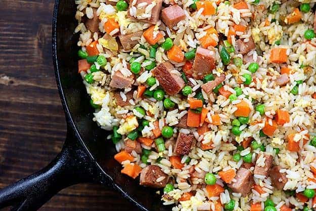 fried rice recipe in cast iron skillet