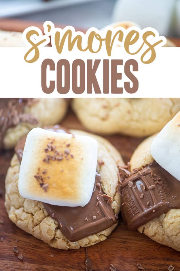 s'mores cookies with text for Pinterest.