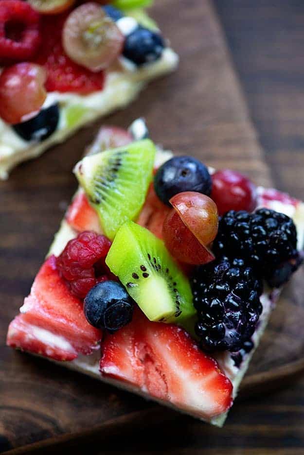 Cream Cheese Fruit Pizza fruit salad + pizza crust = true love!