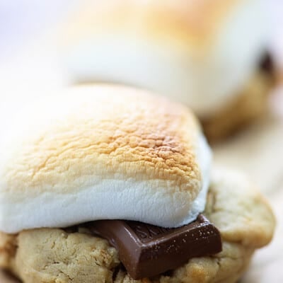 s'mores cookies on parchment paper.