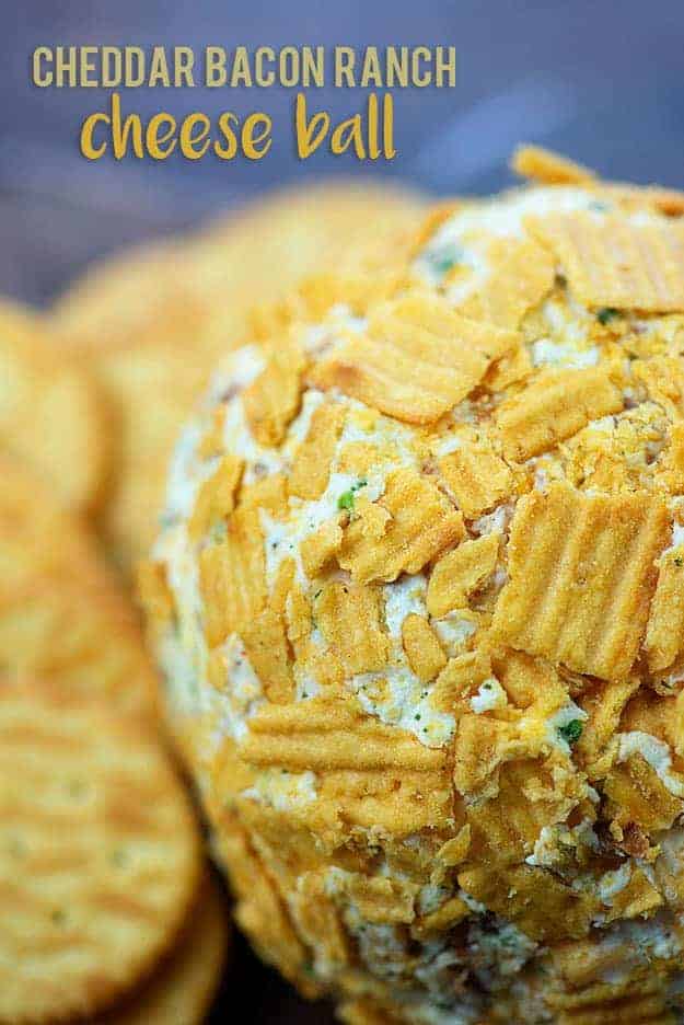 Close up of a bacon cheese ball