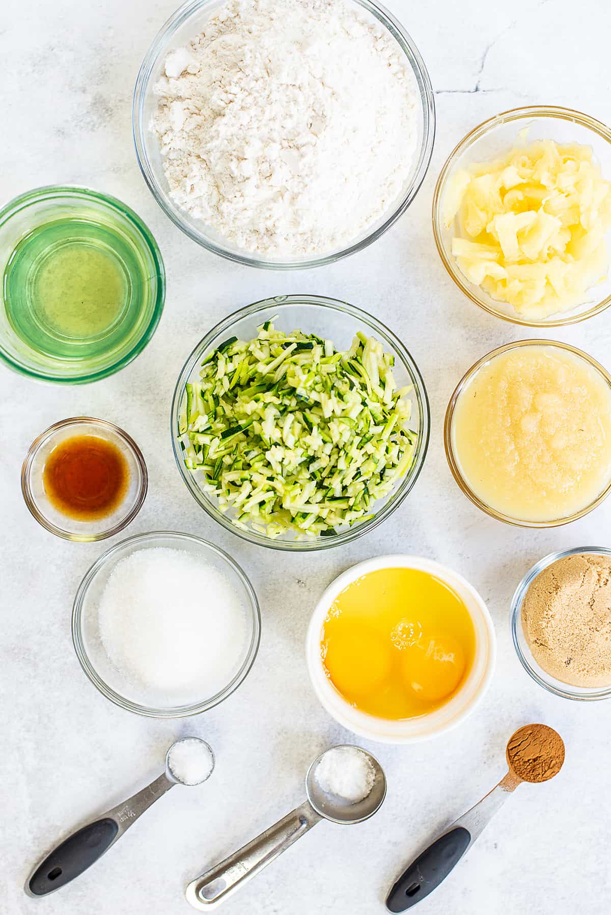 ingredients for zucchini bread with pineapple