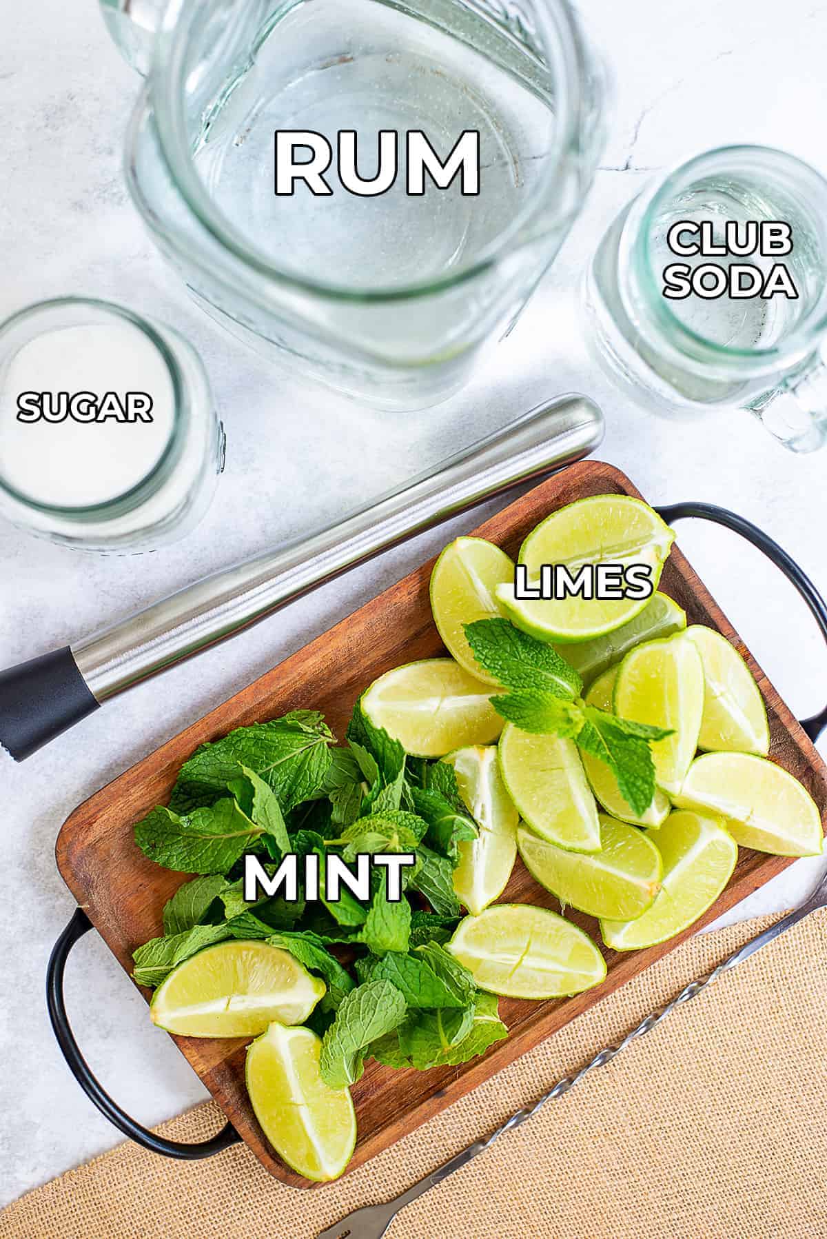 ingredients for mojitos.