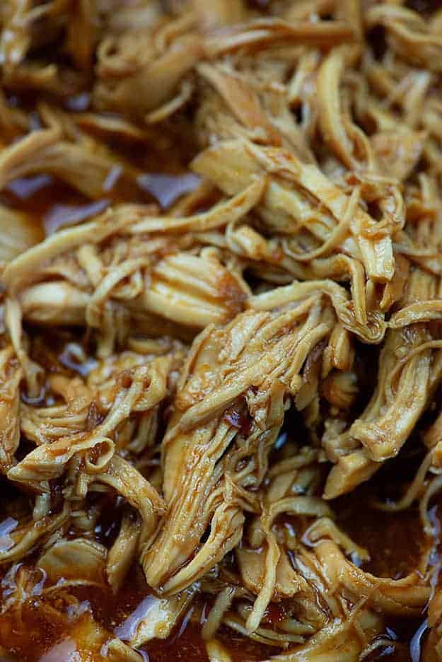 Shredded honey garlic chicken in the crockpot!