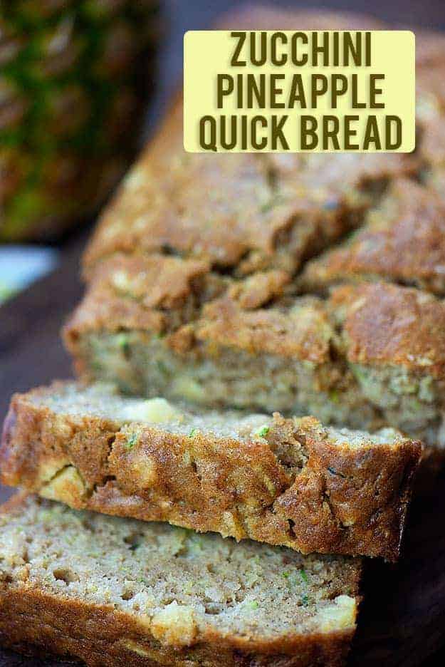 A sliced loaf of zucchini bread.