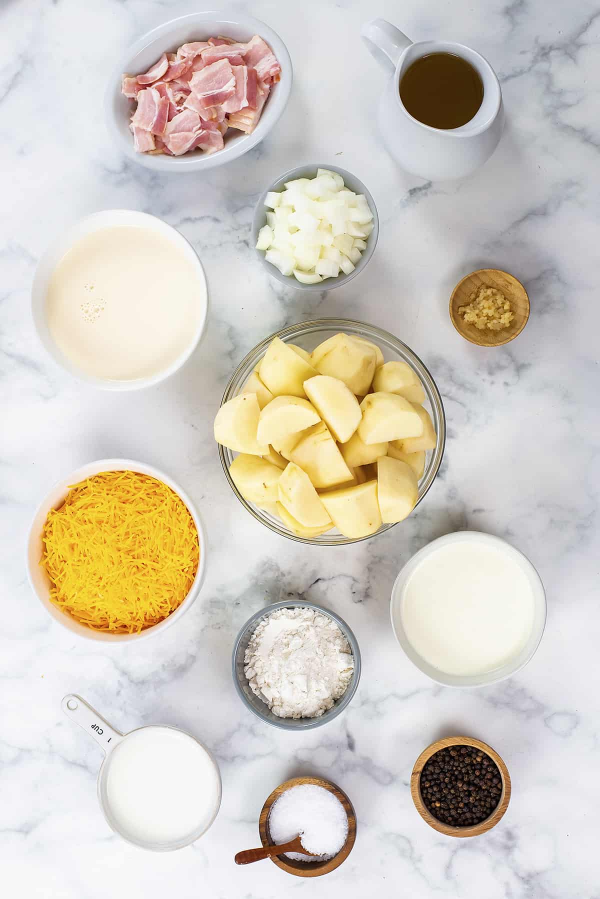 Ingredients for crock pot potato soup.