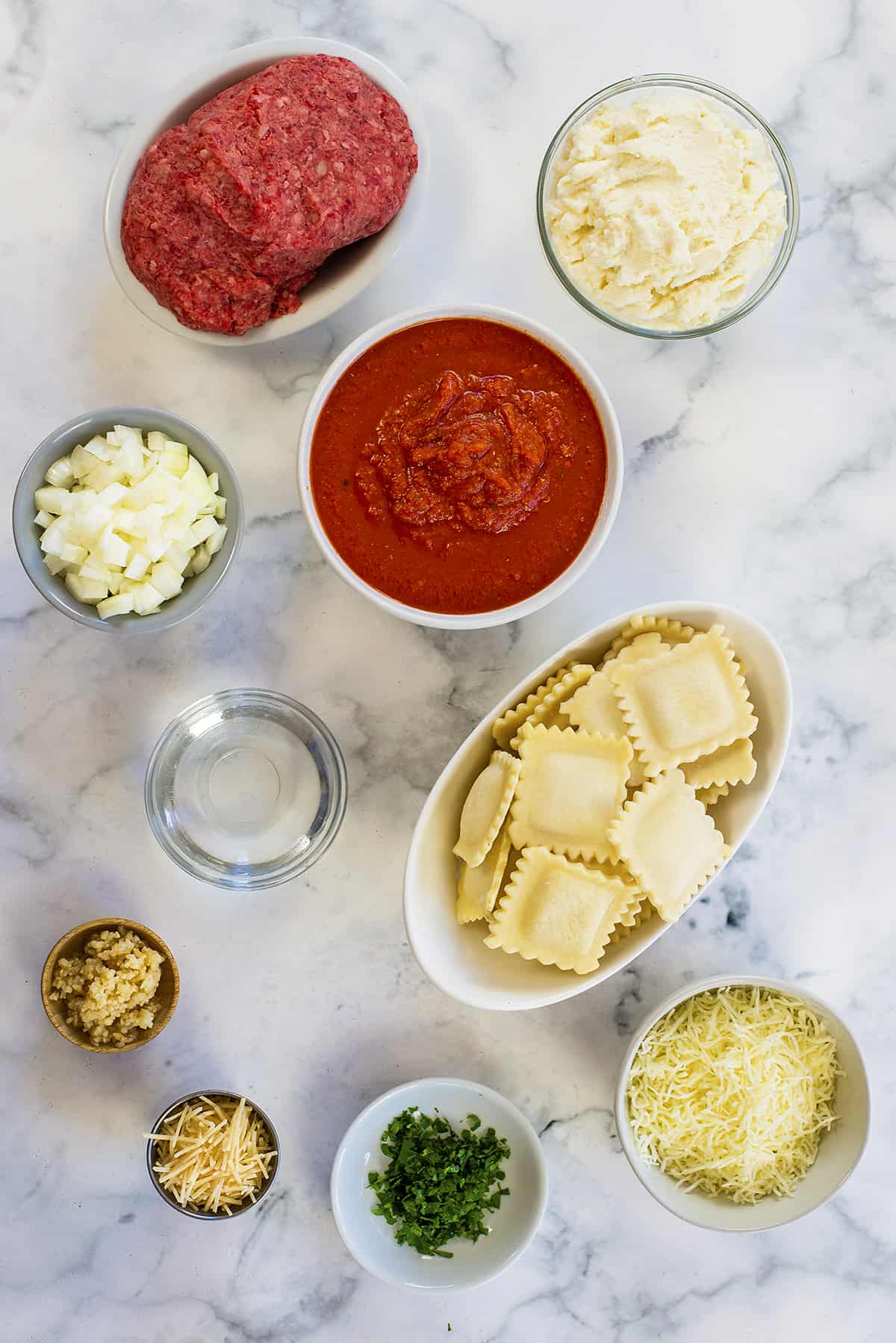 Ingredients for skillet lasagna.