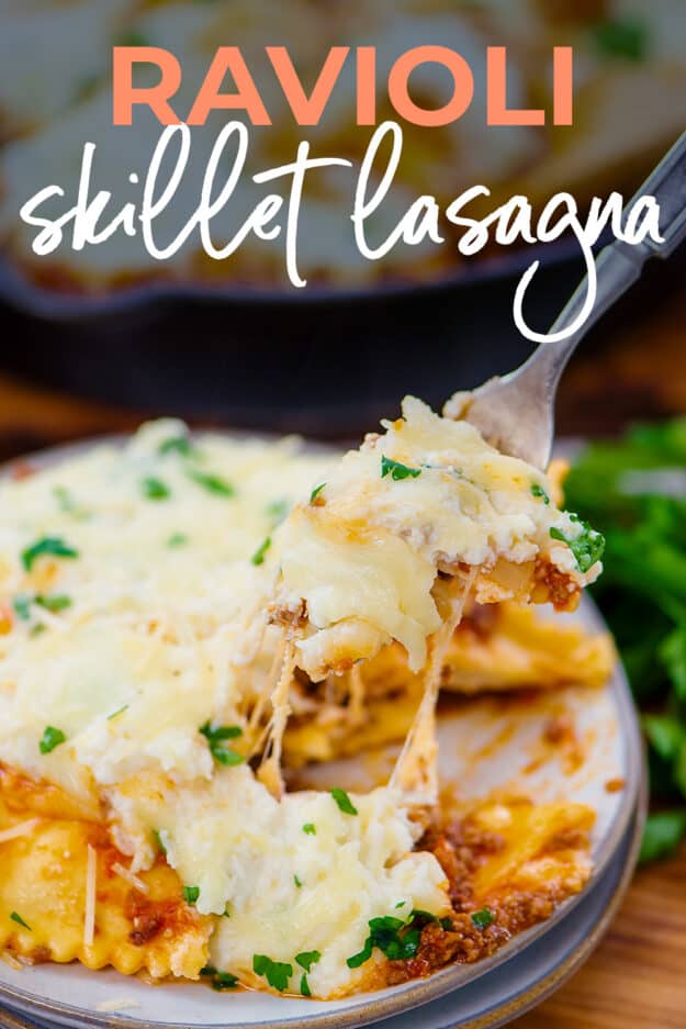 Fork full of lasagna.