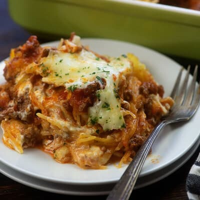 Million Dollar Spaghetti Squash Casserole - loaded with flavor, creamy cheese, and it's low carb too!