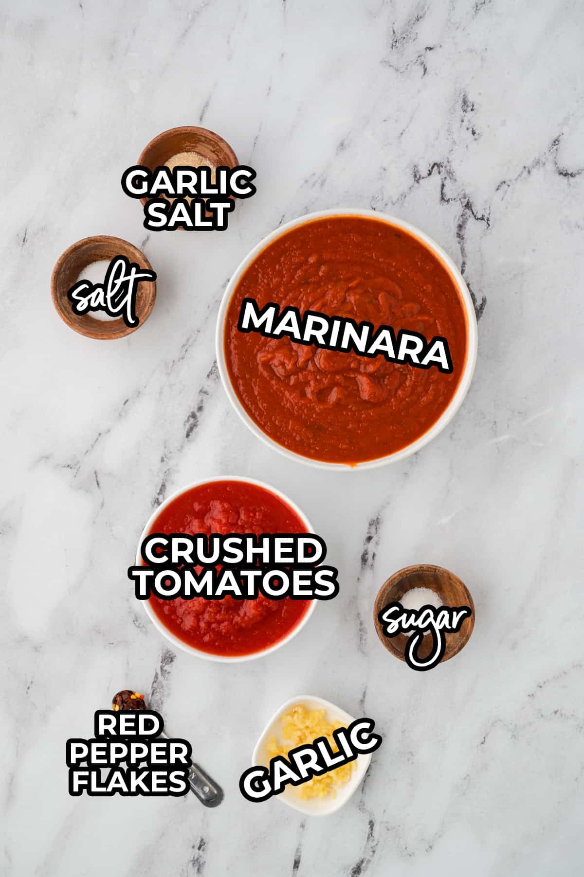 Ingredients for doctored up marinara sauce.
