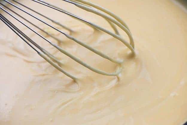 homemade cheese sauce in skillet