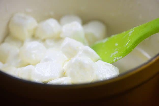 melted marshmallows in yellow pot