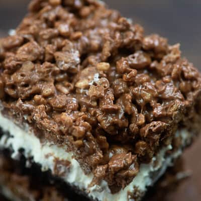 A close up of a marshmallow brownie.