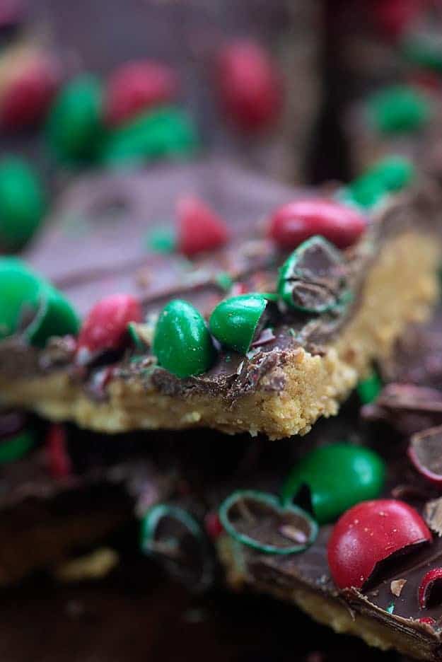 NO-BAKE M&M PEANUT BUTTER BARS - Butter with a Side of Bread