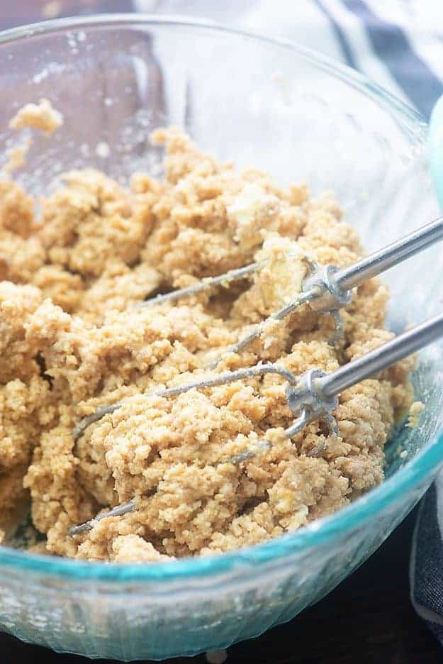 peanut butter ball mixture in glass bowl