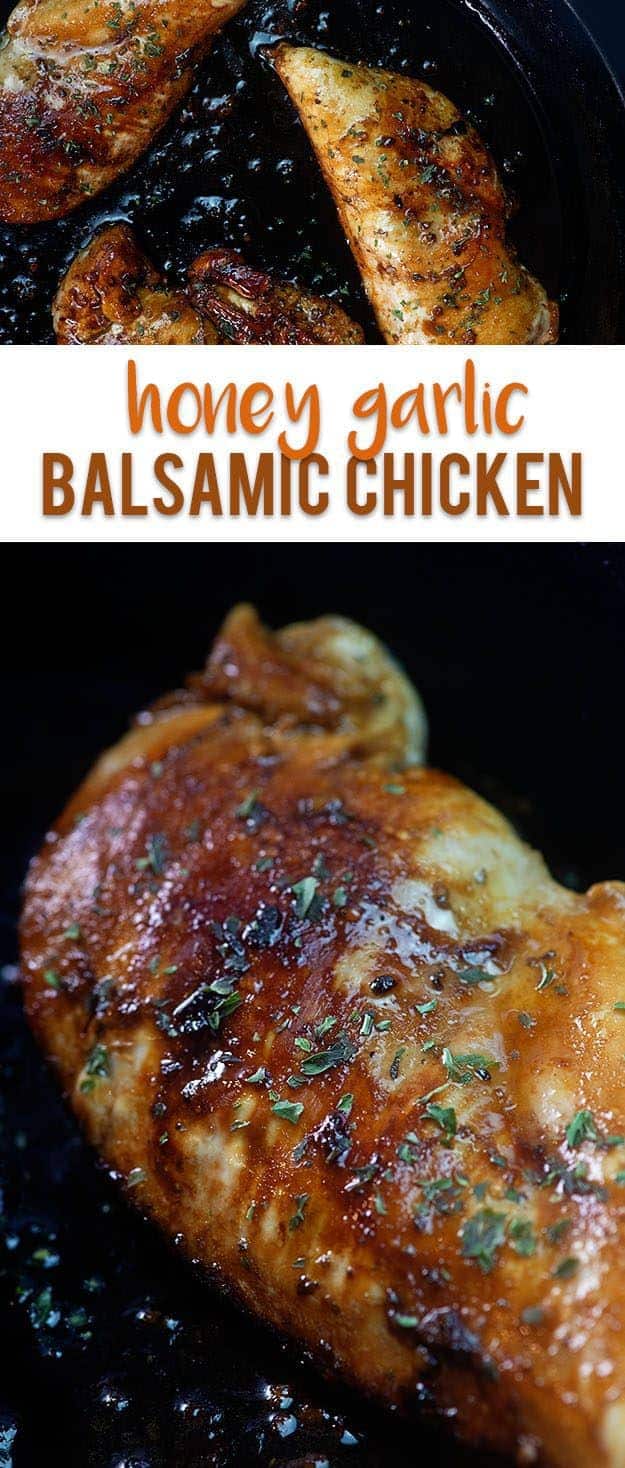 A close up of balsamic chicken.