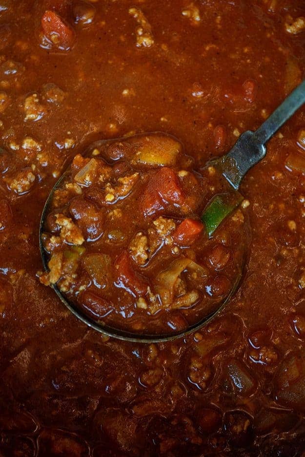 Turkey chili recipe close up