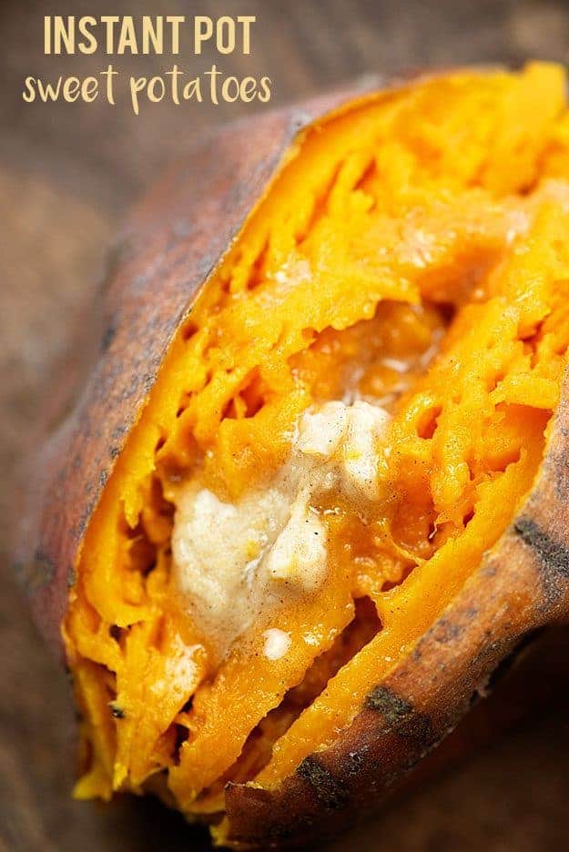 Melted butter in the middle of a sweet potato.