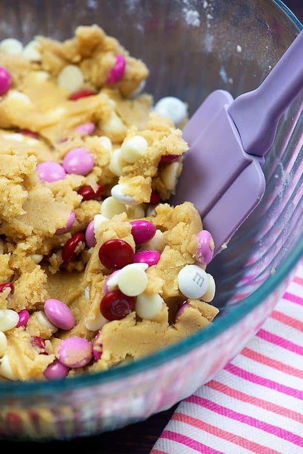 soft cookie dough in mixing bowl