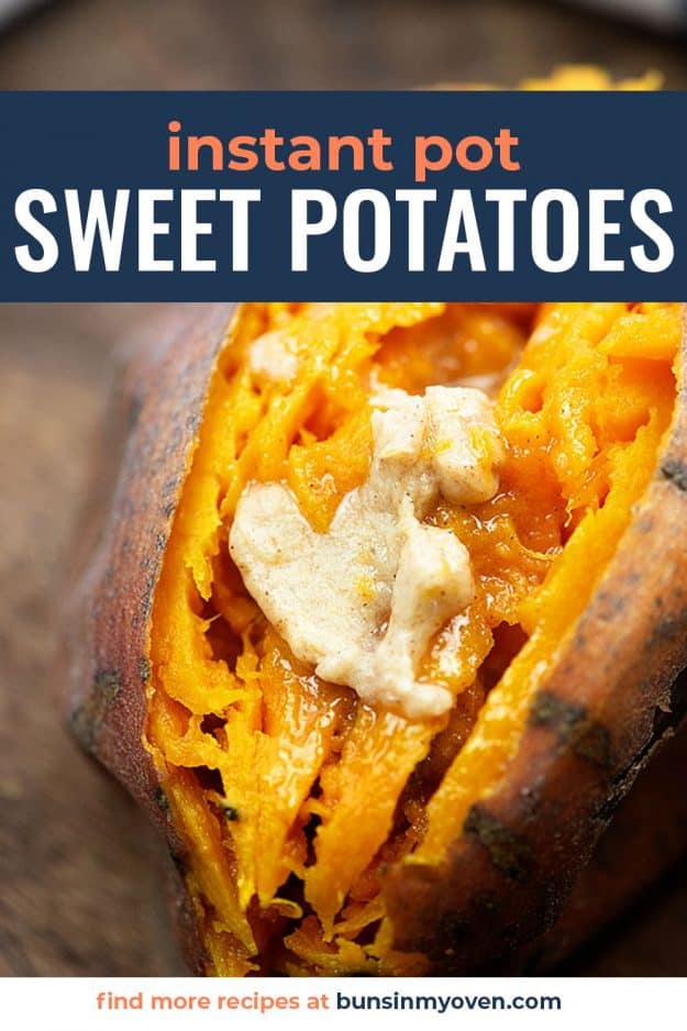 close up of sweet potato with honey butter on top.