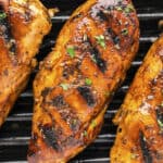 Balsamic chicken on grill.