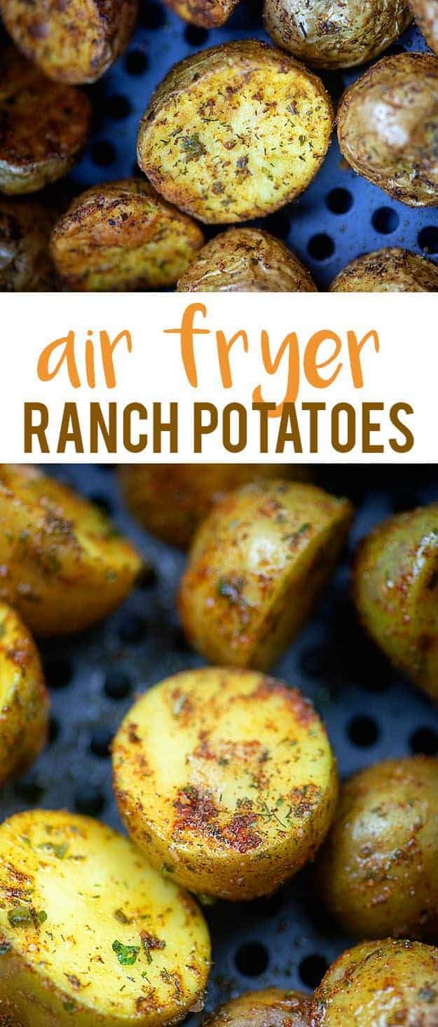 Cut potatoes and in an air fryer pan 