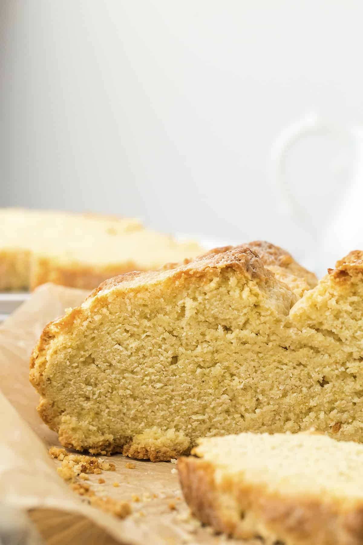 Irish soda bread on parchment paper.