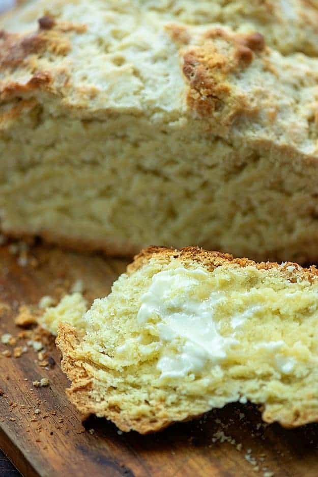 sliced Irish soda bread with butter