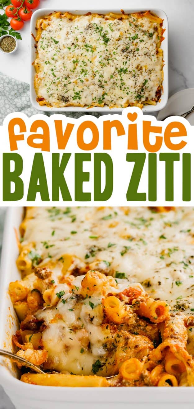 baked ziti collage.