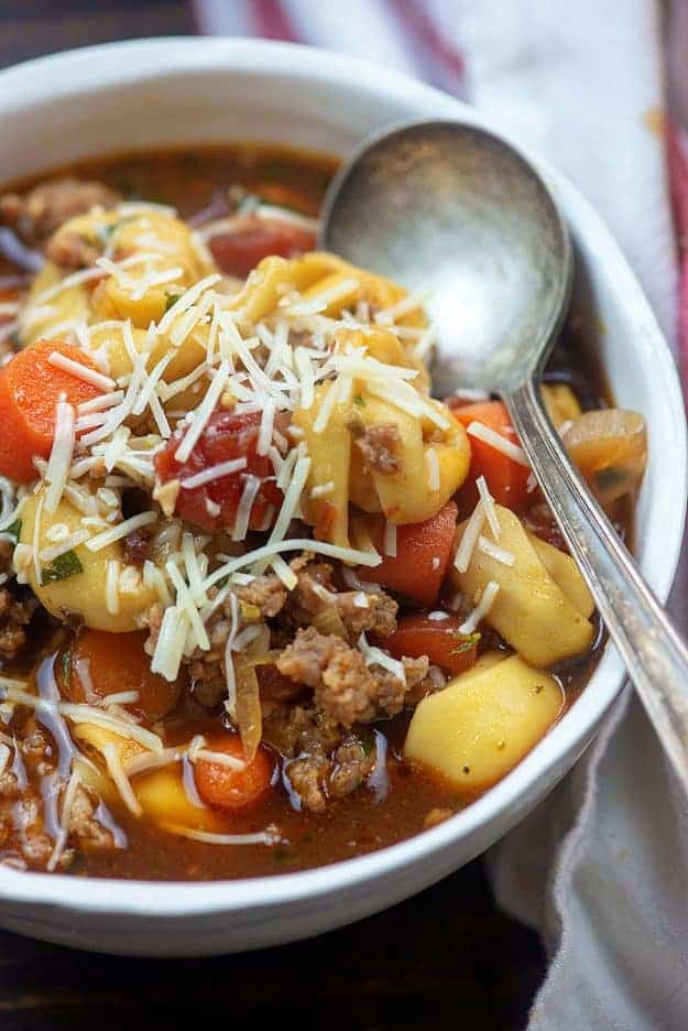 Sausage Tortellini Soup - hearty, filling, and healthy!