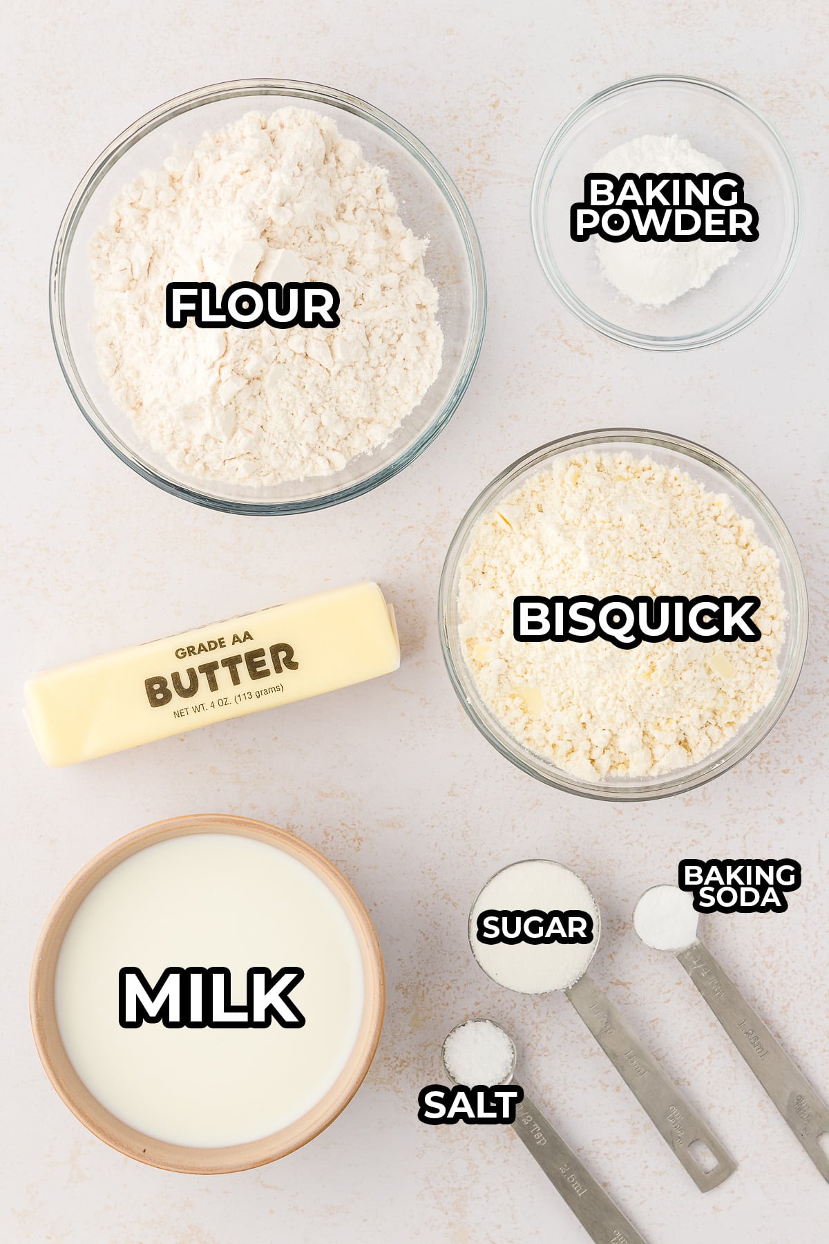 Ingredients for bisquick biscuits.