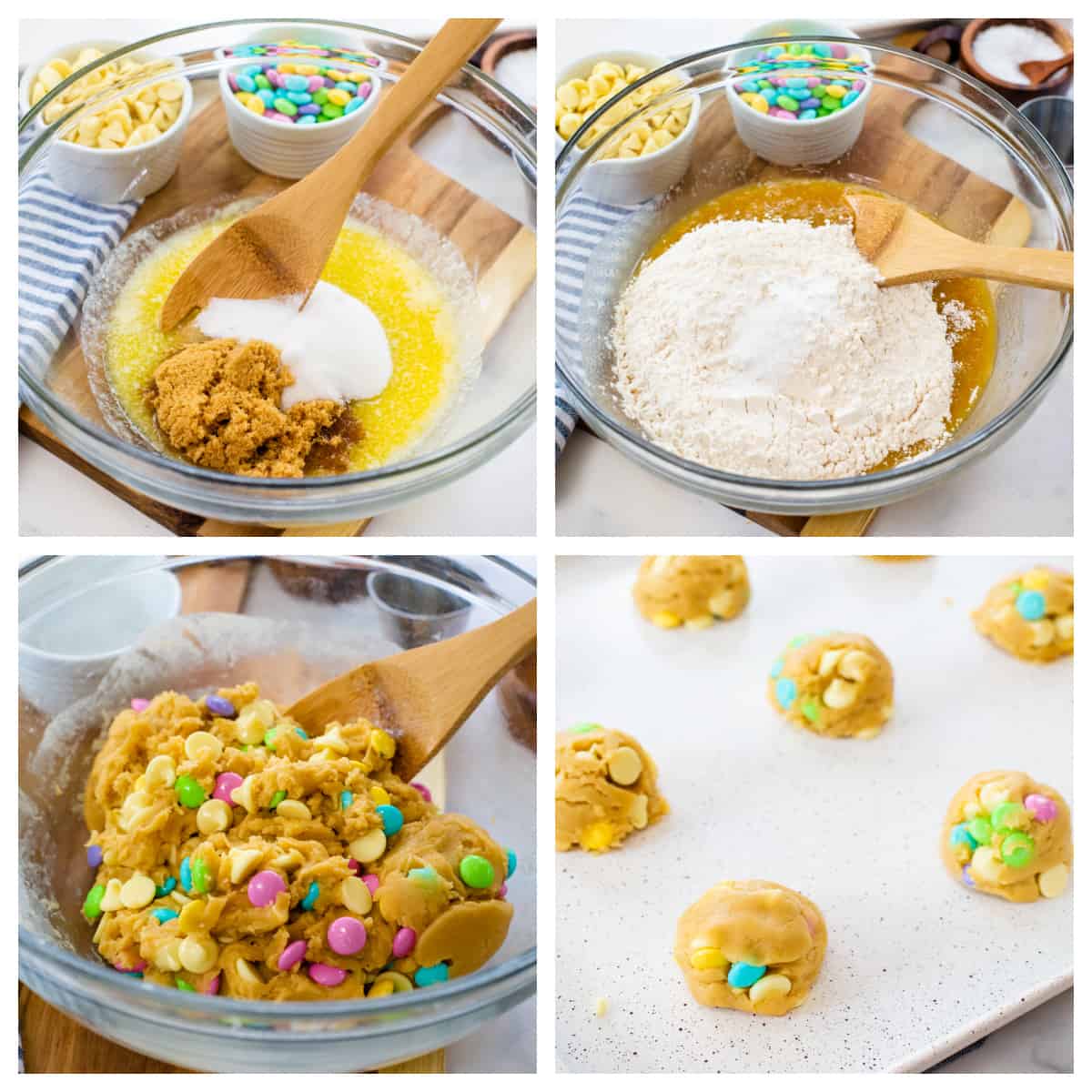 Collage showing how to make Easter cookies.