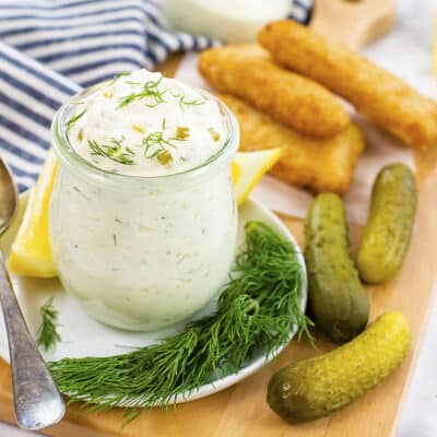 homemade tartar sauce recipe close up.