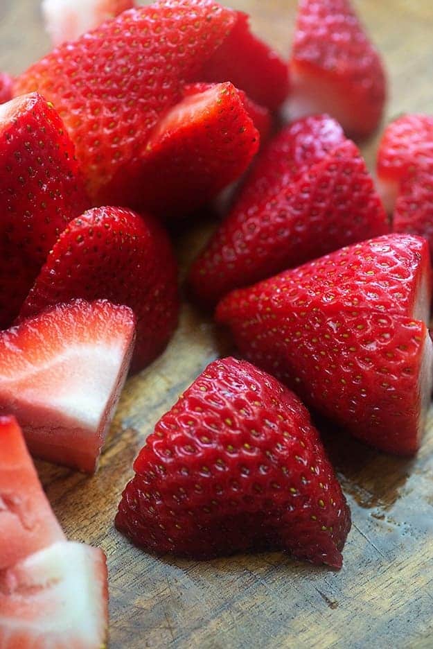chopped strawberries.