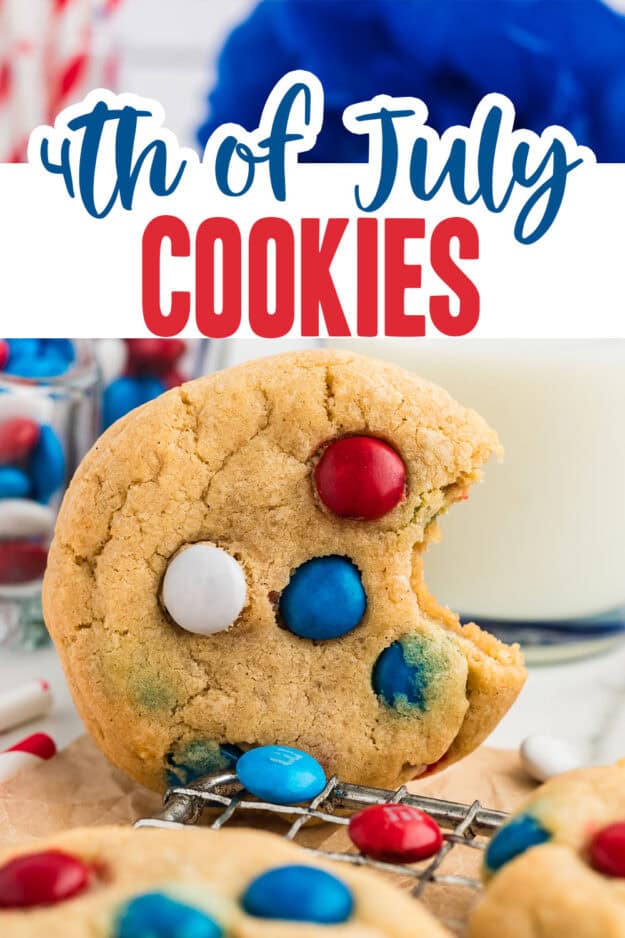 4th of July cookie with a bite taken out of it.