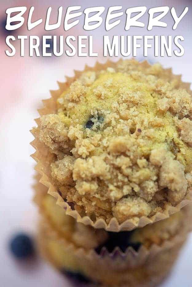 Close up of streusel on top of a muffin.