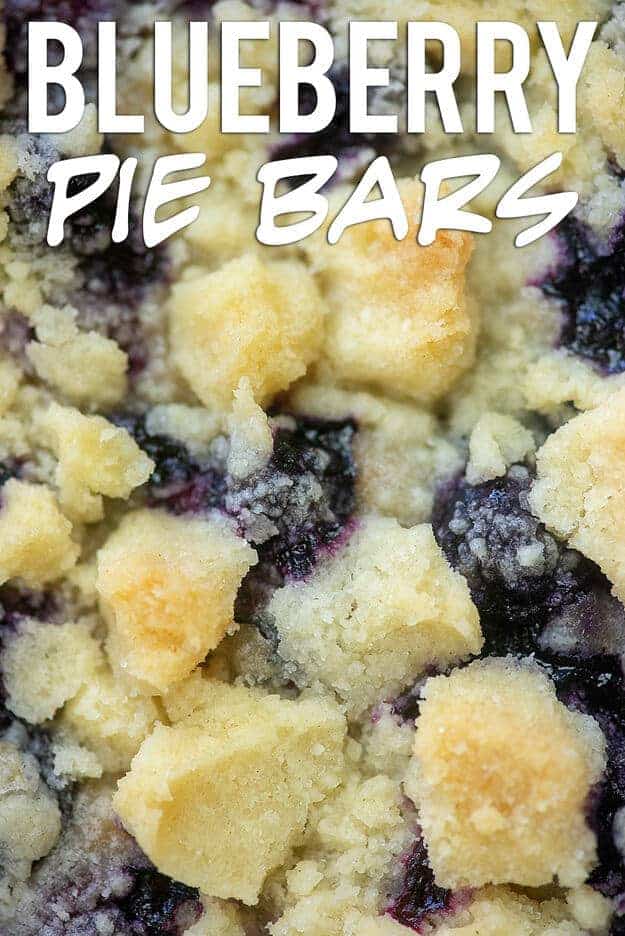 Closeup of blueberry pie bars 