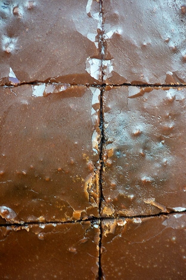 Brownies topped with fudge cut into squares 