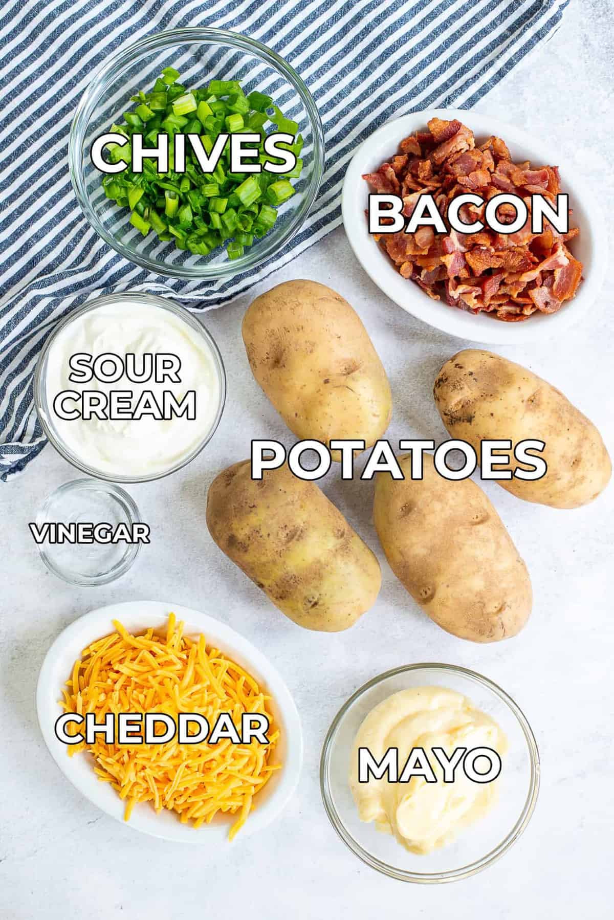 ingredients for baked potato salad.